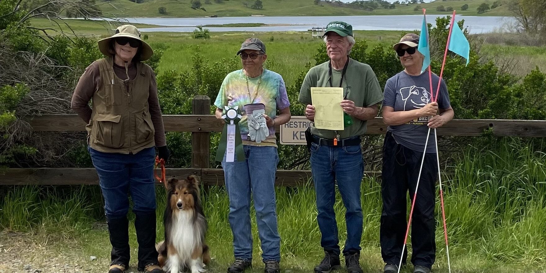 Left to right: Rita Crawford and new TD "Max", Meg Azevedo, Bob Rollins & Naomi Kennicutt